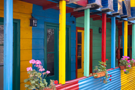Argentina, colorful buildings of El Caminito, a popular tourist destination in Buenos Airesの写真素材