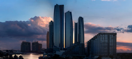 UAE, United Arab Emirates, Abu Dhabi downtown panorama and financial center skyline