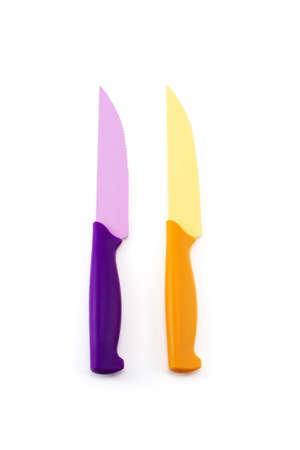 2 ceramic knife: purple and orangeの写真素材