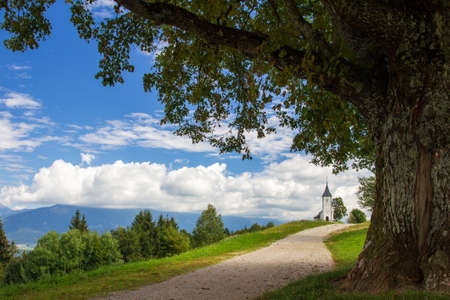 Saint primoz church in Jamnik village, Sloveniaの写真素材