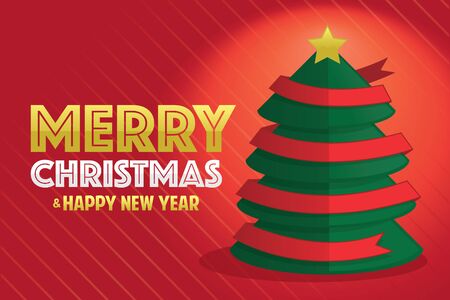 Christmas tree with red ribbonのイラスト素材