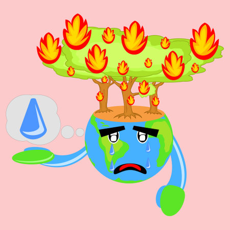 Illustration vector graphic cartoon character of save earth from forest fireのイラスト素材