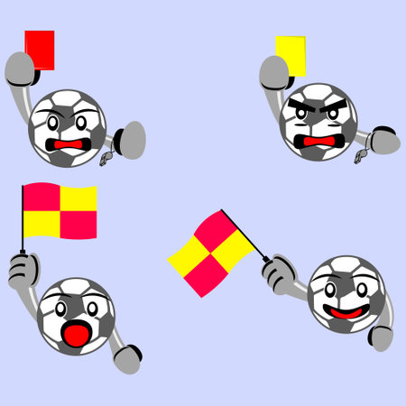 Illustration vector graphic cartoon character of an iconic set of referee in the sport of footballのイラスト素材