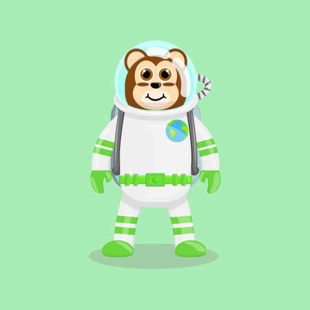 Illustration vector cartoon of cute monkey with astronaut costume. Childish cartoon design suitable for product design of children's books, t-shirt, greeting cards etcのイラスト素材