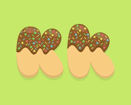 Illustration vector cartoon of "K" alphabet letter in the shape of sweet chocolate donut. Cartoon simple modern design. Suitable for design of food and kids productのイラスト素材
