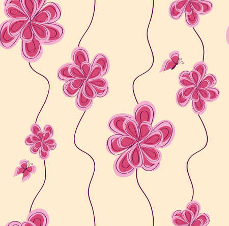 pattern background with abstract pink flowerのイラスト素材