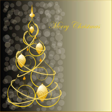 Abstract golden christmas tree on shine background. Vector illustrationのイラスト素材