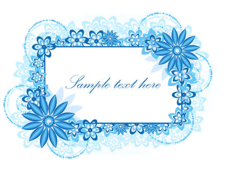 Beautiful blue floral frame, greeting card, place for your textのイラスト素材