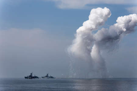 Marine Parade on the Navy day in Vladivostok, Russiaの写真素材