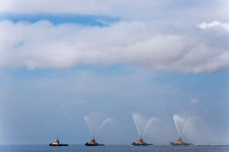 Marine Parade on the Navy day in Vladivostok, Russiaの写真素材