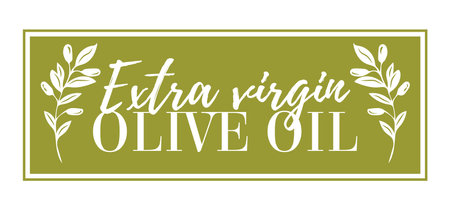 extra virgin olive oil icon vector illustration. Elegant Logo template with olive branch - simple linear styleのイラスト素材