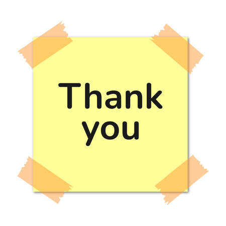 thank you message. lettering thank you inscription on crumpled piece of paper background. vector illustration. Can be used for card design.のイラスト素材