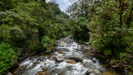 River view on the trail of the 3 Lost waterfalls at Boquete, Panama