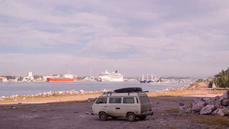 Mazatlan, Mexico - December, 19th, 2017: view of sea inlet where boats and cruises enter the bay.のeditorial素材