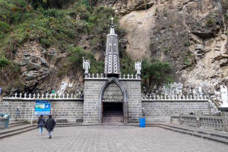 Las Lajas, Colombia - February 18th, 2019: santurary and bridgeのeditorial素材