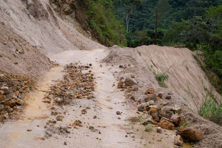 East entrance at Podocarpus National Park, Ecuador, after a landslideの写真素材