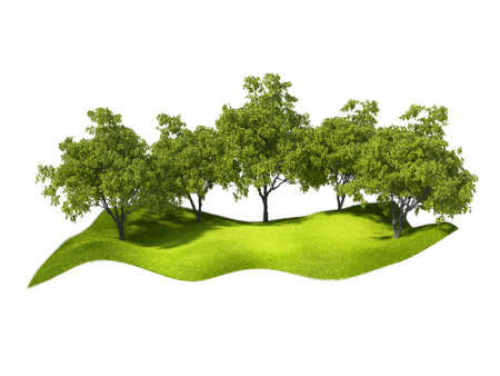 island floating in the air. Isolate on white backgroundの写真素材