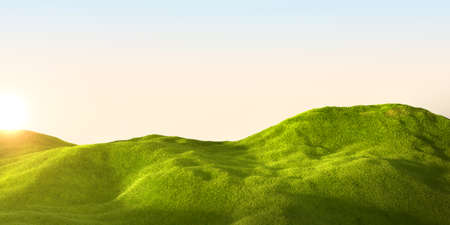3d rendering of a green field and skyの写真素材