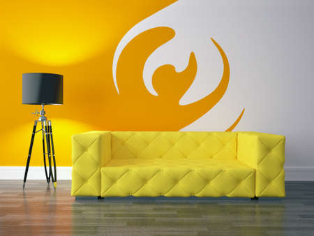 3D render modern interior and sofaの写真素材