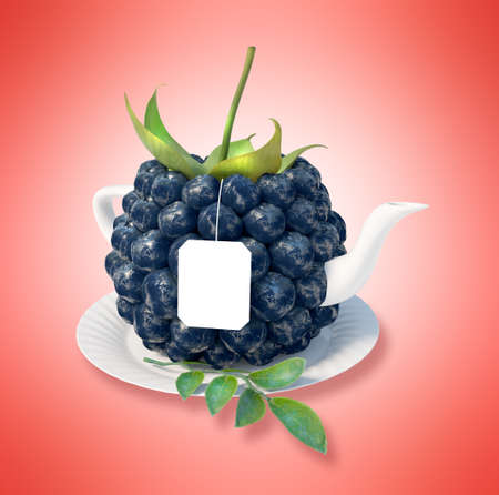 Blueberry tea cup. Healthy food. Blueberry drinkの写真素材