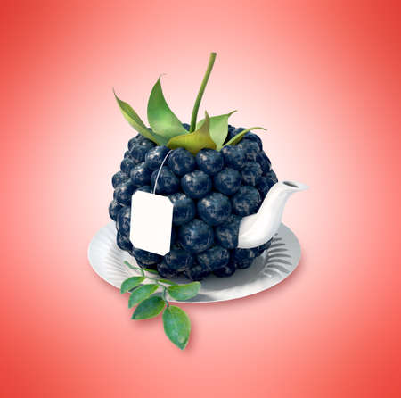 Blueberry tea cup. Healthy food. Blueberry drinkの写真素材