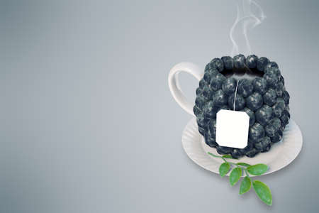 Blueberry tea cup. Healthy food. Blueberry drinkの写真素材