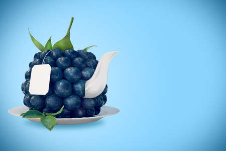 Blueberry tea cup. Healthy food. Blueberry drinkの写真素材