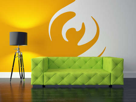 3D render modern interior and sofaの写真素材