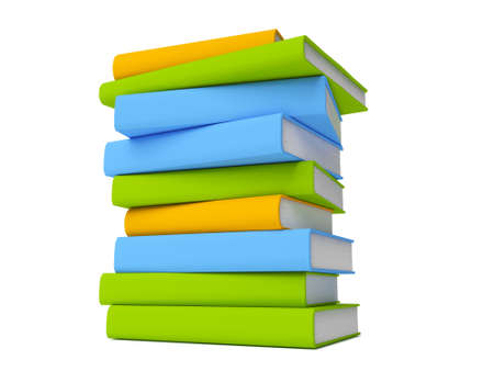 Row of colorful books isolated on whiteの写真素材