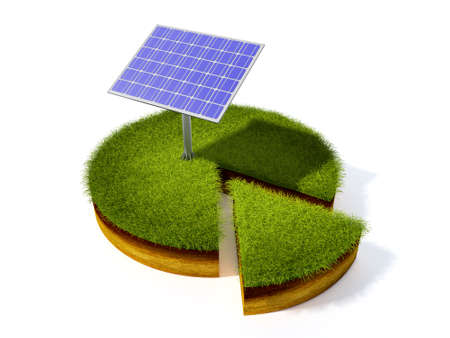 3d illustration of cross section of ground with grass isolated on whiteの写真素材