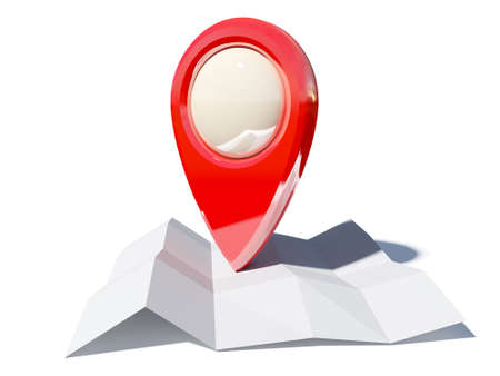 map pointer with blank center isolated on white background, three-dimensional renderingの写真素材