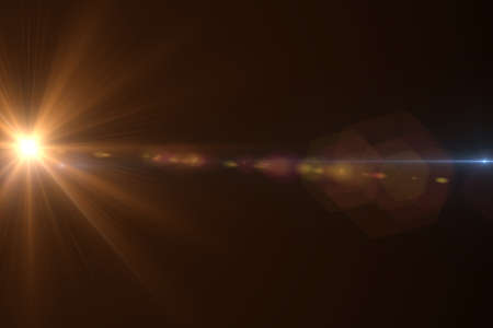 Lens flare effect in space 3D render