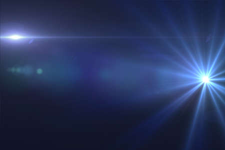 Lens flare effect in space 3D renderの写真素材