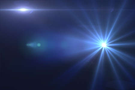 Lens flare effect in space 3D renderの写真素材