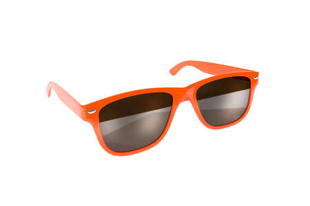 Red sun glasses isolated over the white backgroundの写真素材