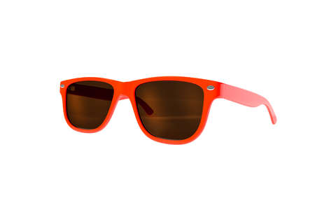 Red sun glasses isolated over the white backgroundの写真素材