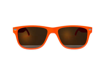 Red sun glasses isolated over the white backgroundの写真素材