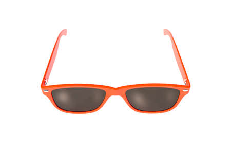 Red sun glasses isolated over the white backgroundの写真素材