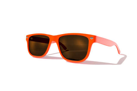 Red sun glasses isolated over the white backgroundの写真素材