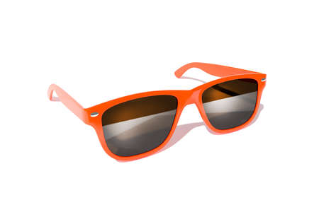 Red sun glasses isolated over the white backgroundの写真素材