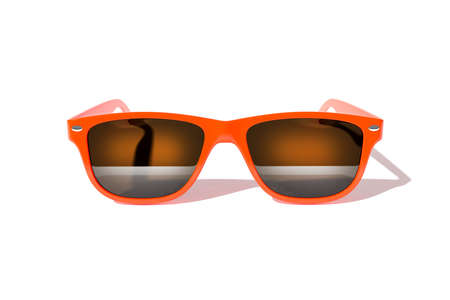 Red sun glasses isolated over the white backgroundの写真素材