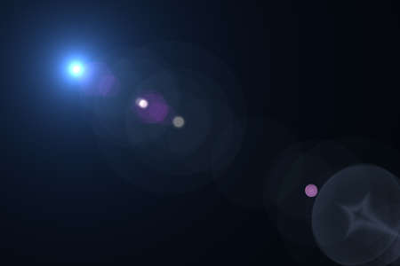 Lens flare effect in space 3D render