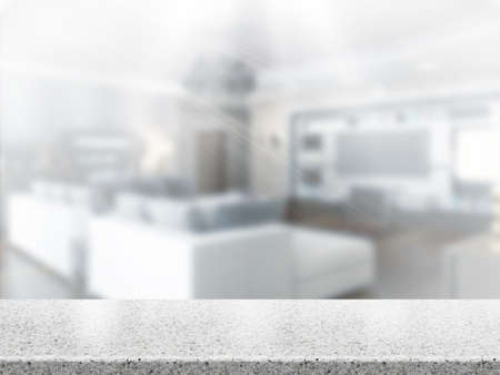 3D Rendering  Table Top And Blur Interior of Backgroundの写真素材