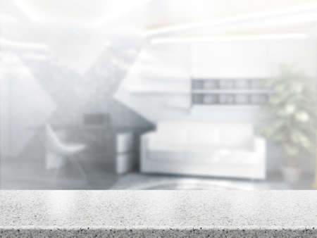 3D Rendering  Table Top And Blur Interior of Backgroundの写真素材