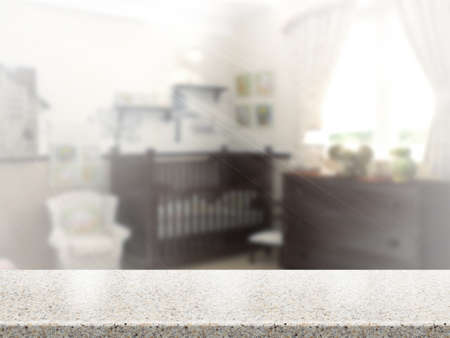 3D Rendering  Table Top And Blur Interior of Background