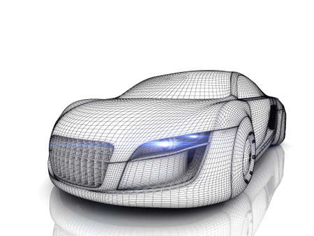 Car from the future isolated background 3D renderingの写真素材