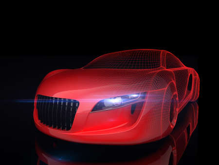 Car from the future isolated background 3D rendering