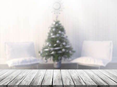 3D Rendering  Table Top And Blur Interior of Backgroundの写真素材