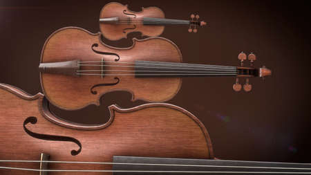 Violins closeup 3D renderingの写真素材