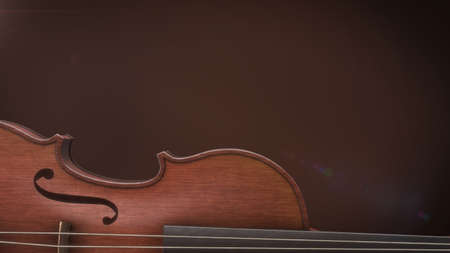 Violin closeup 3D rendering